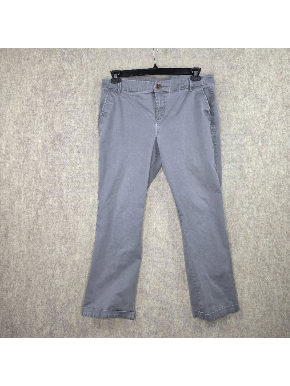 Old Navy Womens Bootcut Gray Chino Pants 14 Short Mid-Rise Stretch Pre-Owned
